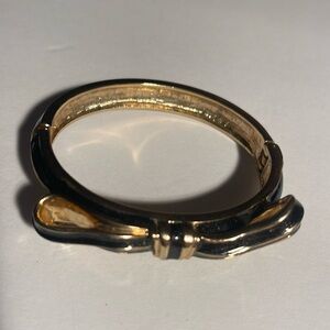 Black with Gold trim Bow Bangle Bracelet